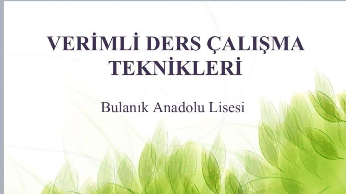 TÜM KADEMEDEKİ ÖĞRENCİLERİMİZE VERİMLİ DERS ÇALIŞMA SEMİNERİ VERİLMİŞTİR.